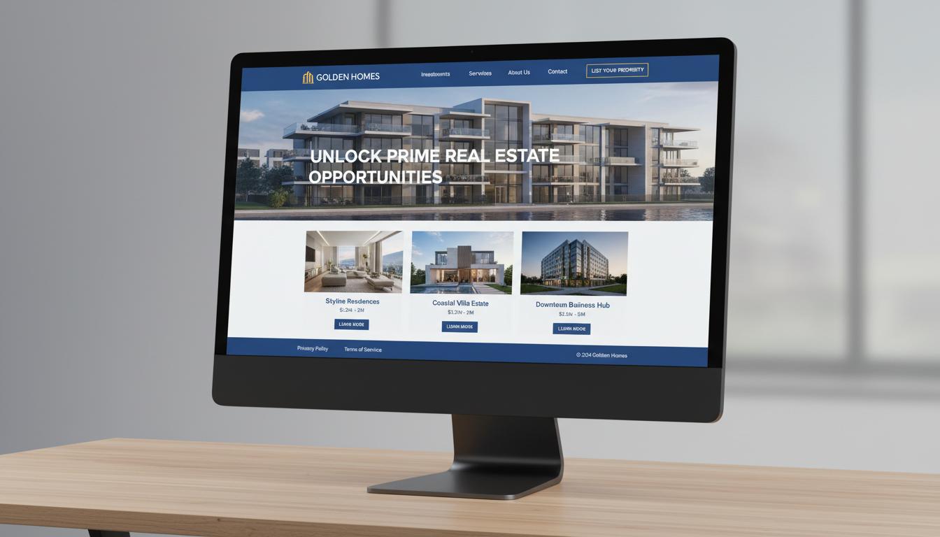 Golden Homes real estate website designed by MZ Technologies