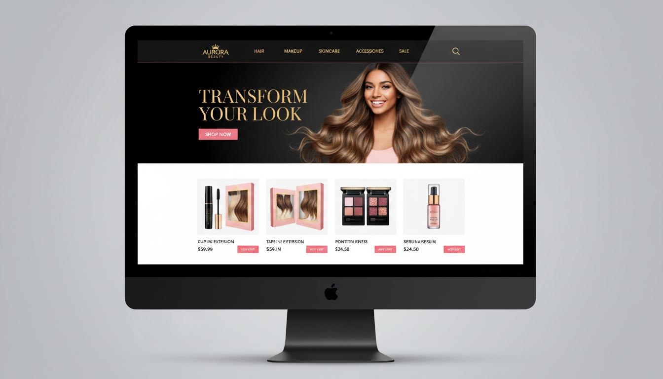Aurora Beauty e-commerce website designed by MZ Technologies